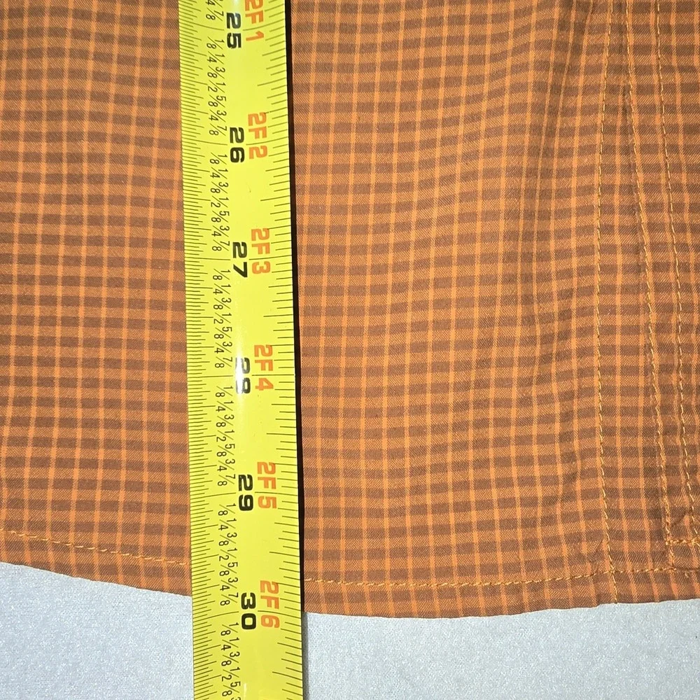 The North Face Hiking Camp Shirt Men's L Orange Plaid Button Up‎ Outdoor EUC